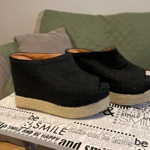 Jeffrey Campbell black platform sandals. Worn once. EUC. Size 10